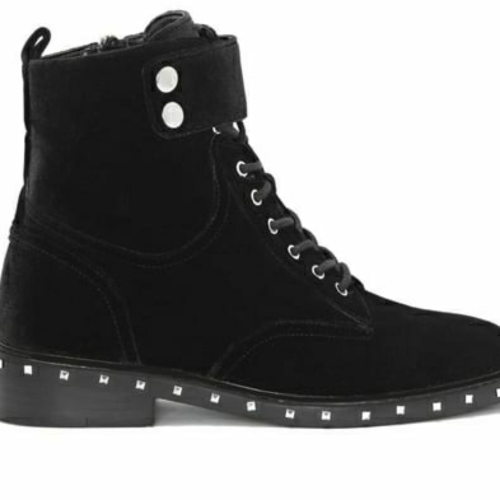 Vince Camuto Talorini Velvet Studded Combat Boots - Picture 5 of 5